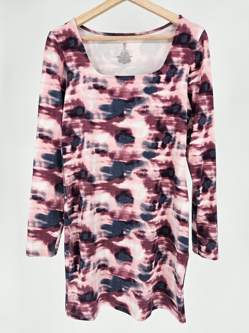 No Boundaries Women's Long Sleeve Tunic Top Abstract Print Size Large